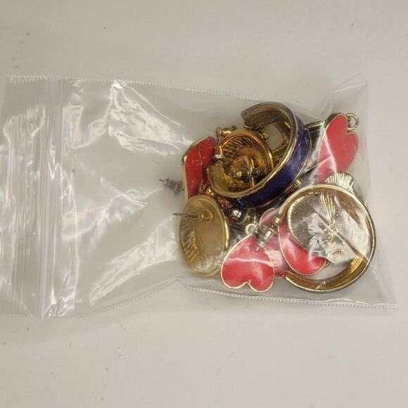 Vintage Gold Tone Enamel Earrings Lot - Picture 7 of 9